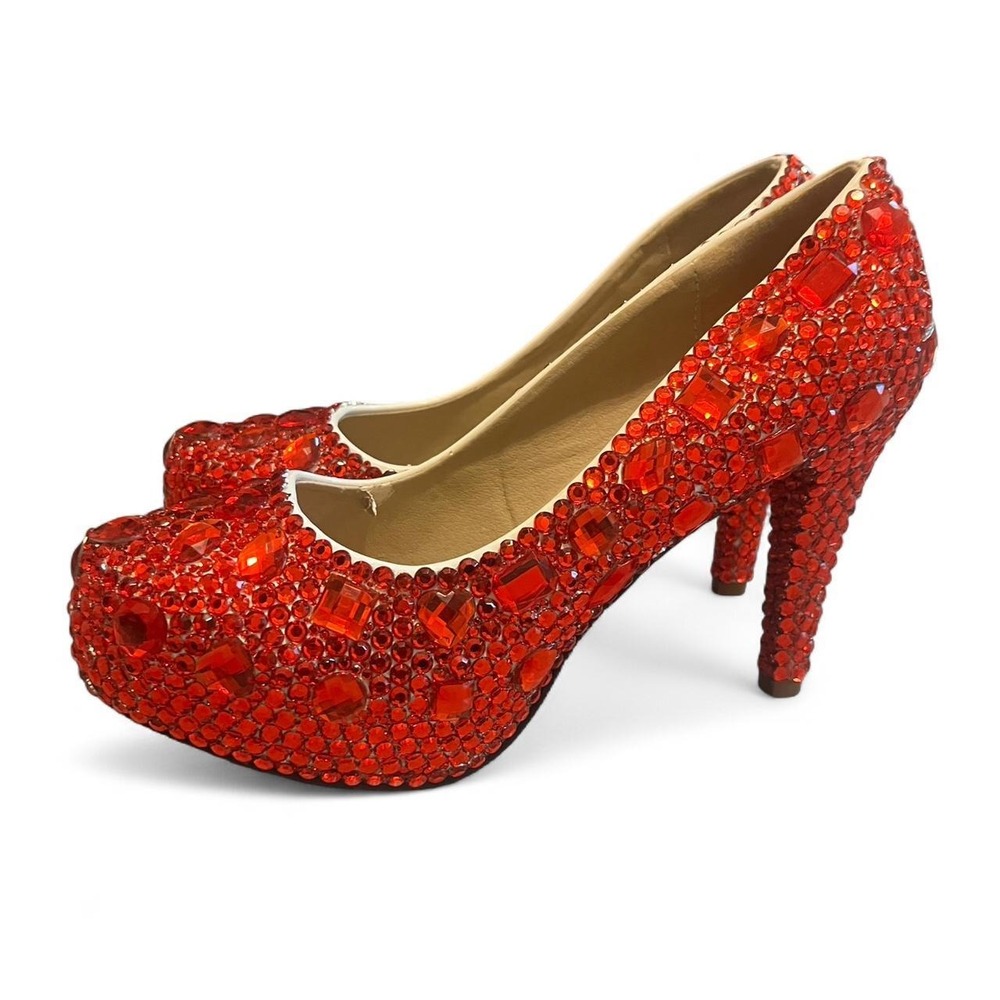 Red heels with rhinestone embellishments size 42 Wedding specialoccasion costume